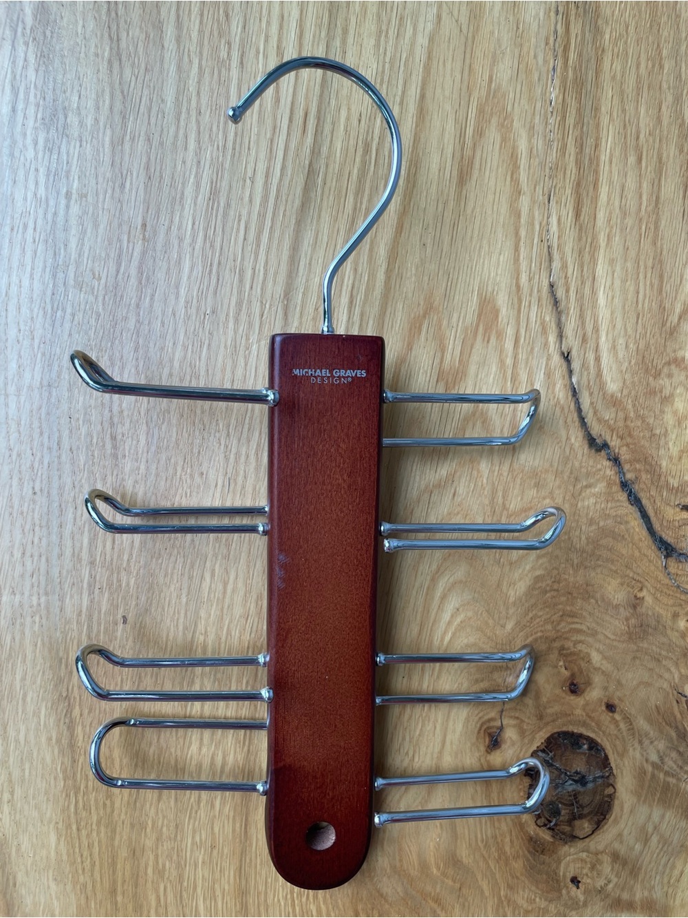 Michael Graves Multi-Tier Wood and Chrome Tie/Belt Organizer - Brown & Silver